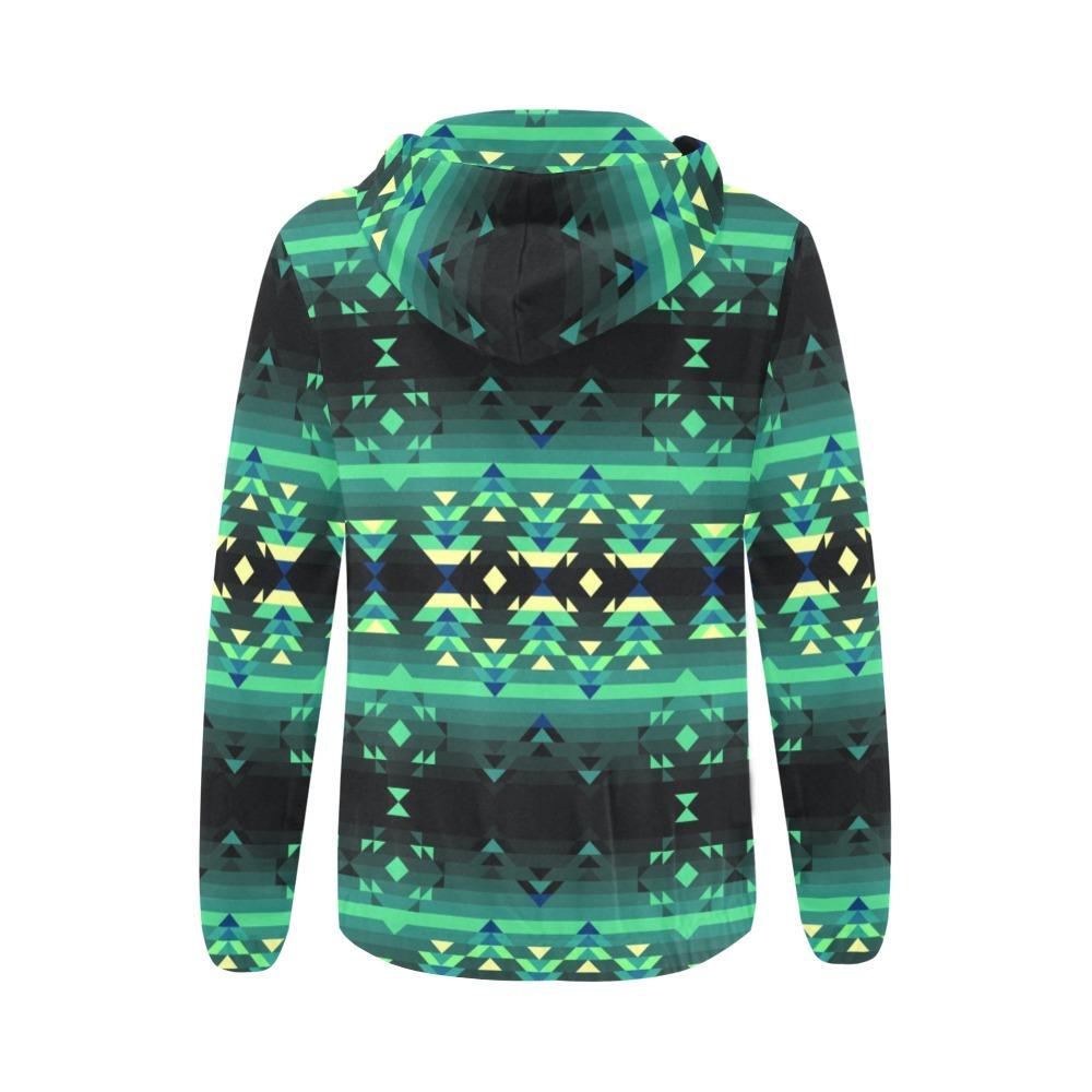 Inspire Green All Over Print Full Zip Hoodie for Women (Model H14) hoodie e-joyer