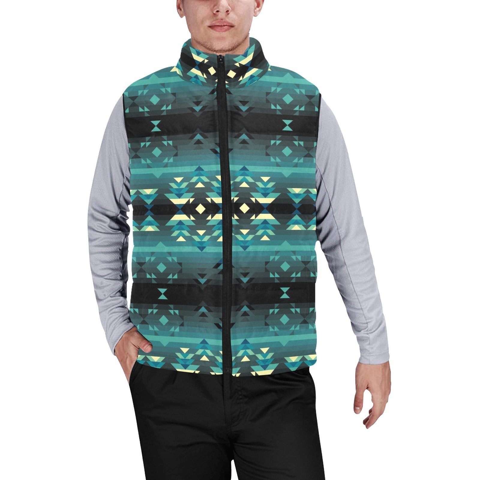 Inspire Green Men's Padded Vest Jacket (Model H44) Men's Padded Vest Jacket (H44) e-joyer 