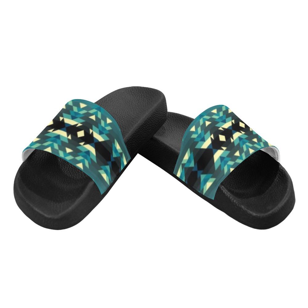 Inspire Green Men's Slide Sandals (Model 057) Men's Slide Sandals (057) e-joyer