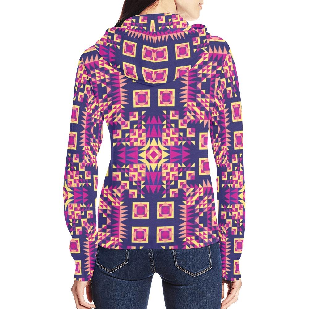 Kaleidoscope Bleu All Over Print Full Zip Hoodie for Women (Model H14) All Over Print Full Zip Hoodie for Women (H14) e-joyer 