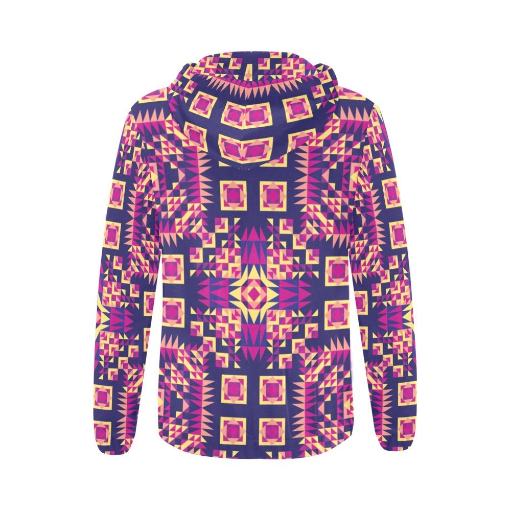 Kaleidoscope Bleu All Over Print Full Zip Hoodie for Women (Model H14) All Over Print Full Zip Hoodie for Women (H14) e-joyer