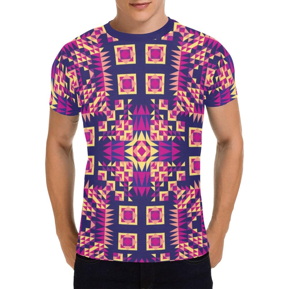 Kaleidoscope Bleu All Over Print T-Shirt for Men (USA Size) (Model T40) All Over Print T-Shirt for Men (T40) e-joyer