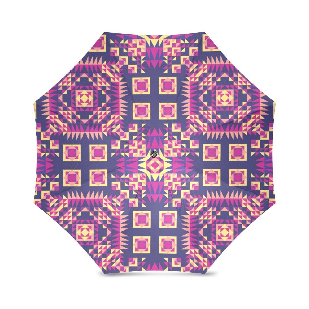 Kaleidoscope Bleu Foldable Umbrella (Model U01) Foldable Umbrella e-joyer 