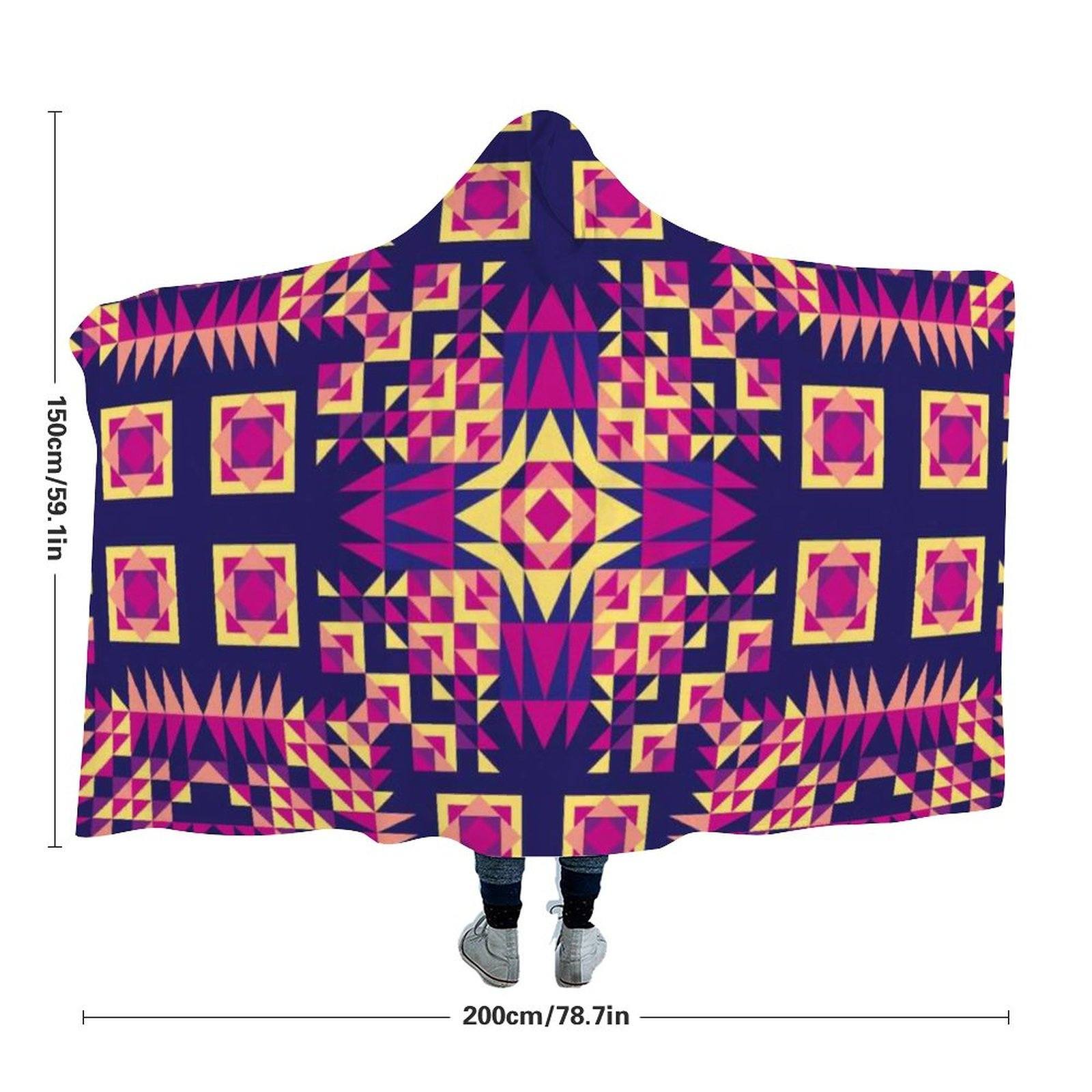 Kaleidoscope Bleu Hooded Blanket blanket 49 Dzine