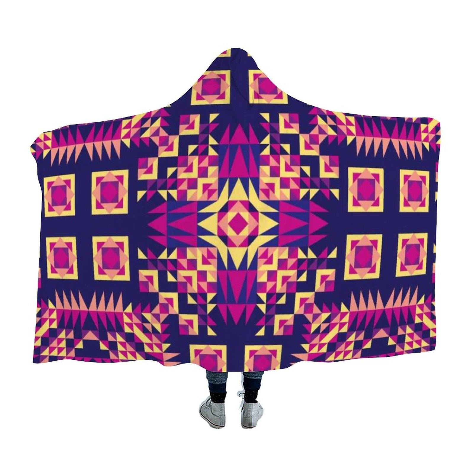 Kaleidoscope Bleu Hooded Blanket blanket 49 Dzine