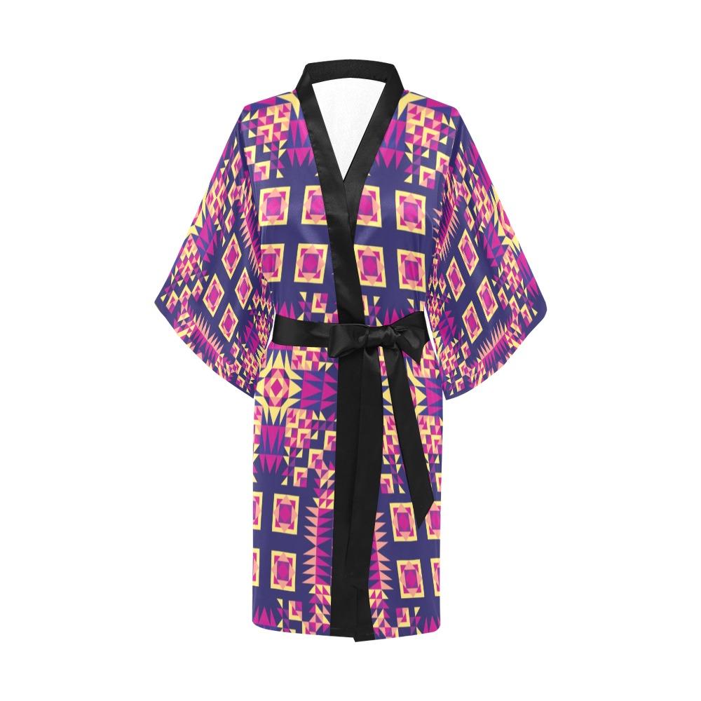 Kaleidoscope Bleu Kimono Robe Artsadd
