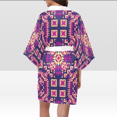 Kaleidoscope Bleu Kimono Robe Artsadd