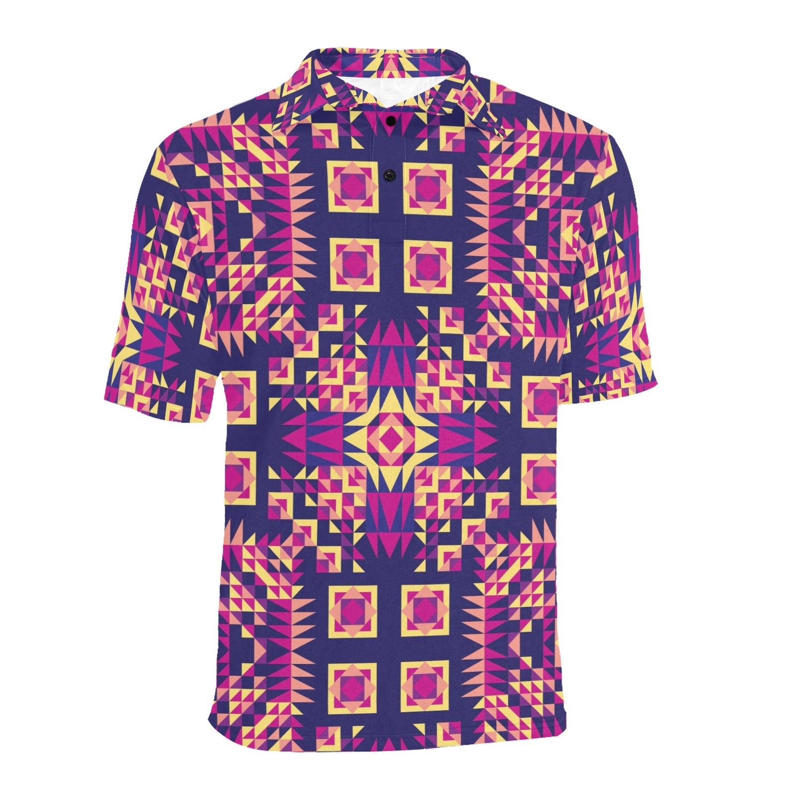 Kaleidoscope Bleu Men's All Over Print Polo Shirt (Model T55) Men's Polo Shirt (Model T55) e-joyer