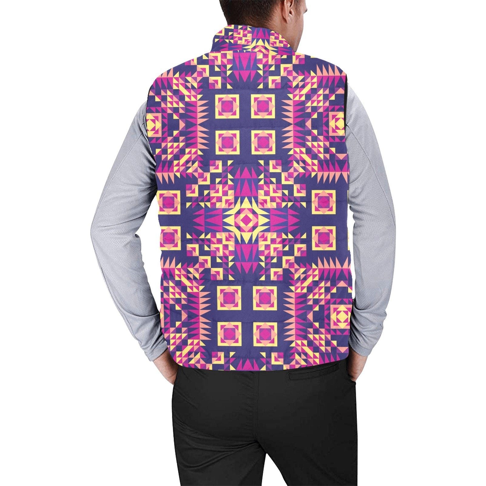 Kaleidoscope Bleu Men's Padded Vest Jacket (Model H44) Men's Padded Vest Jacket (H44) e-joyer