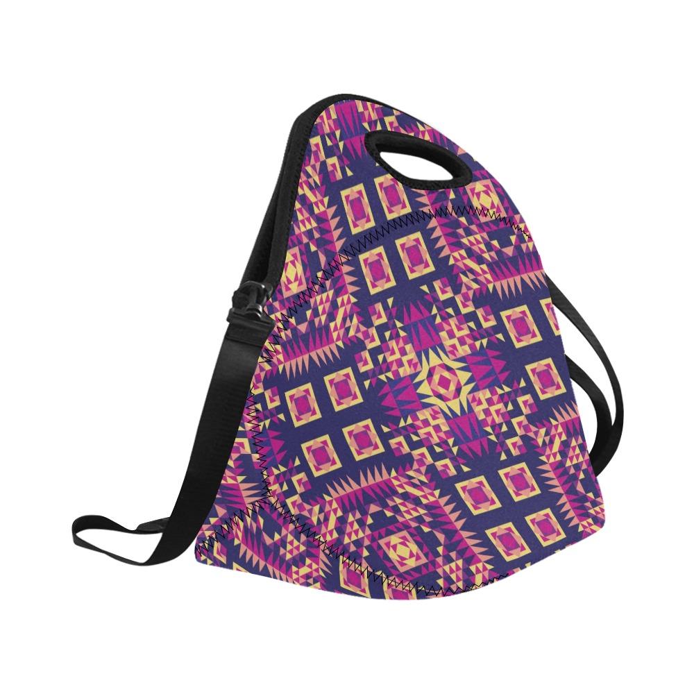 Kaleidoscope Bleu Neoprene Lunch Bag/Large (Model 1669) bag 49 Dzine