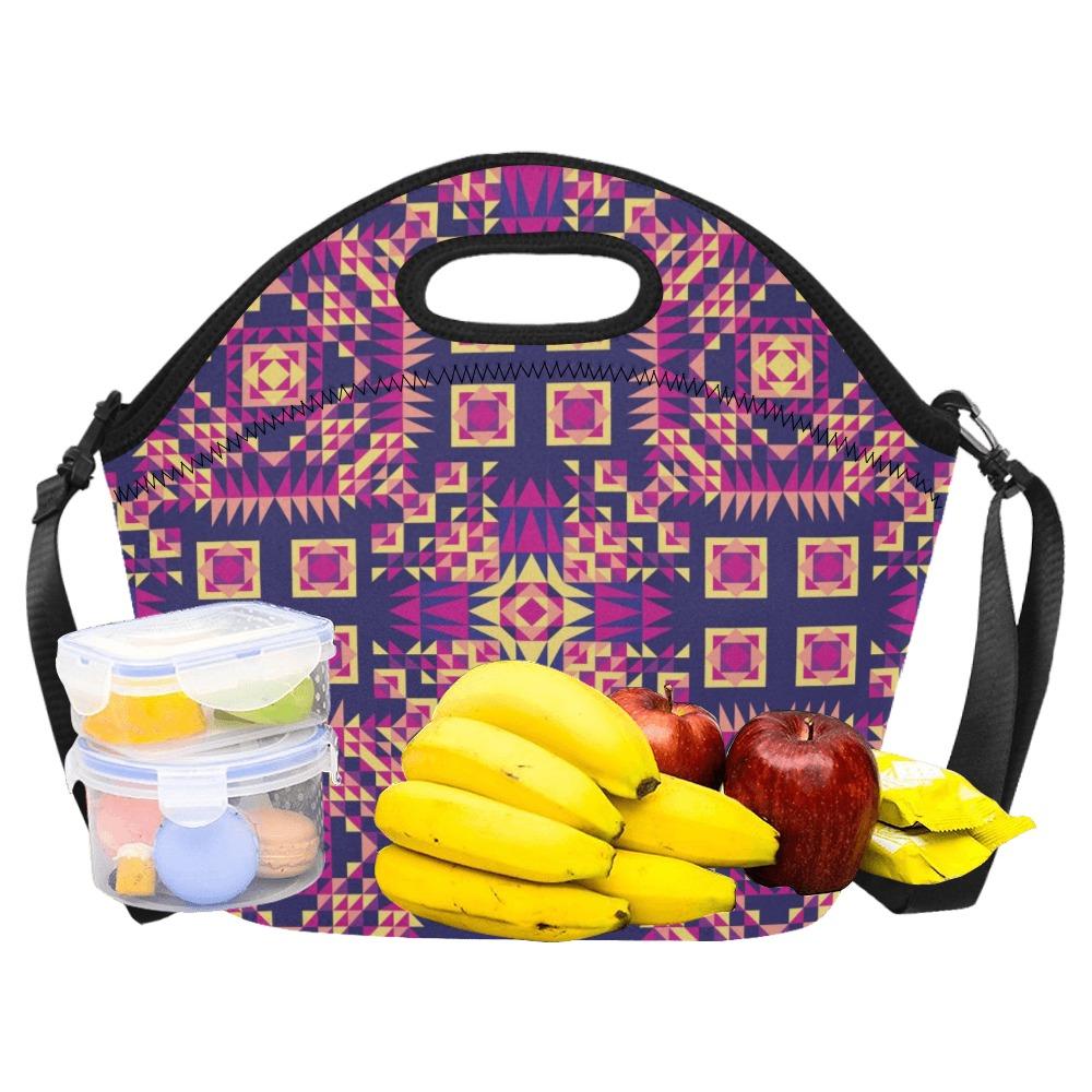 Kaleidoscope Bleu Neoprene Lunch Bag/Large (Model 1669) bag 49 Dzine