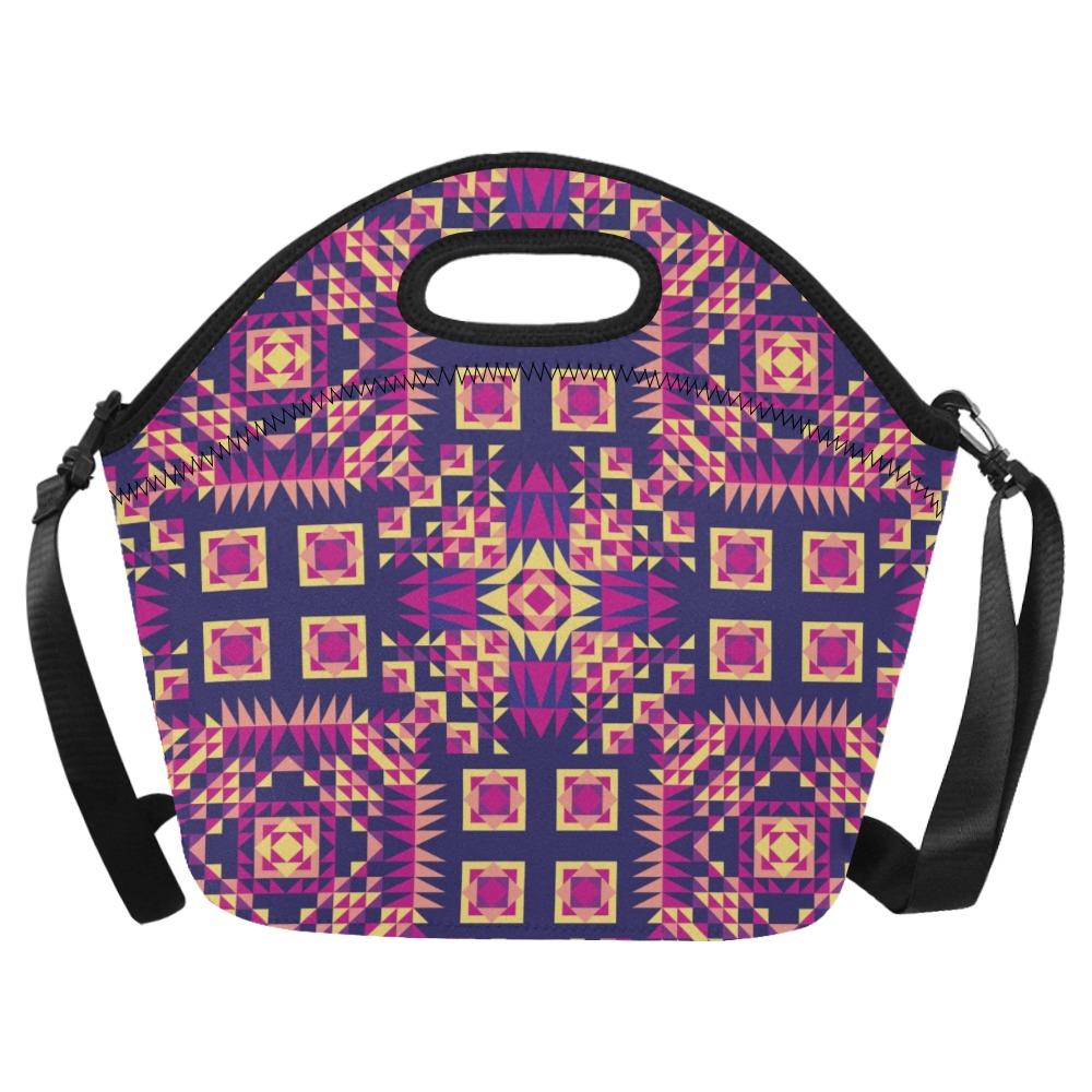 Kaleidoscope Bleu Neoprene Lunch Bag/Large (Model 1669) bag 49 Dzine