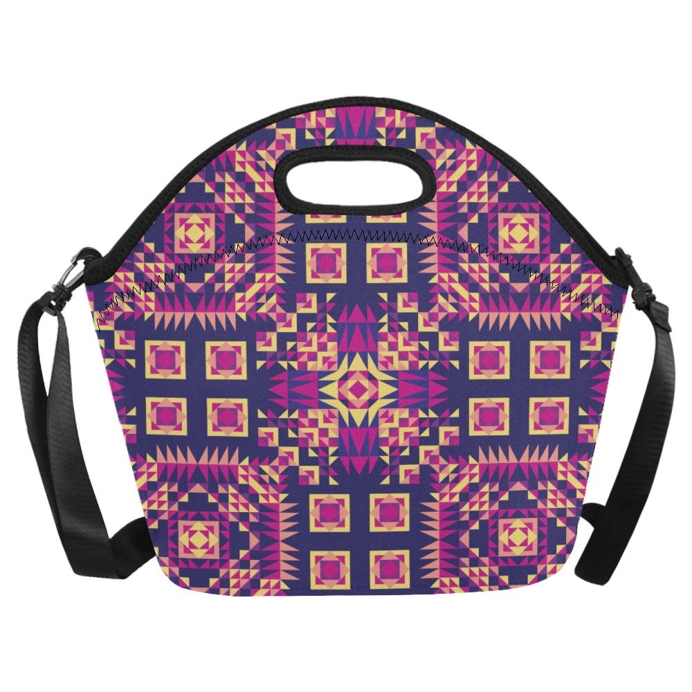 Kaleidoscope Bleu Neoprene Lunch Bag/Large (Model 1669) bag 49 Dzine