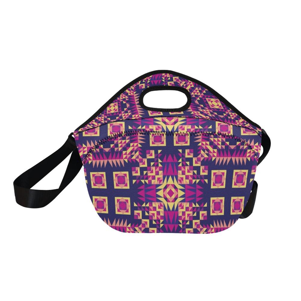 Kaleidoscope Bleu Neoprene Lunch Bag/Large (Model 1669) bag 49 Dzine