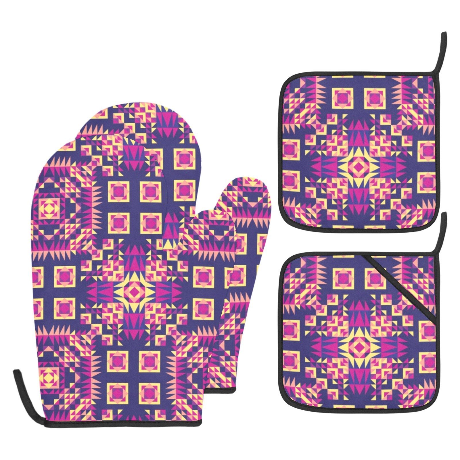 Kaleidoscope Bleu Oven Mitt & Pot Holder Oven Mitt & Pot Holder e-joyer