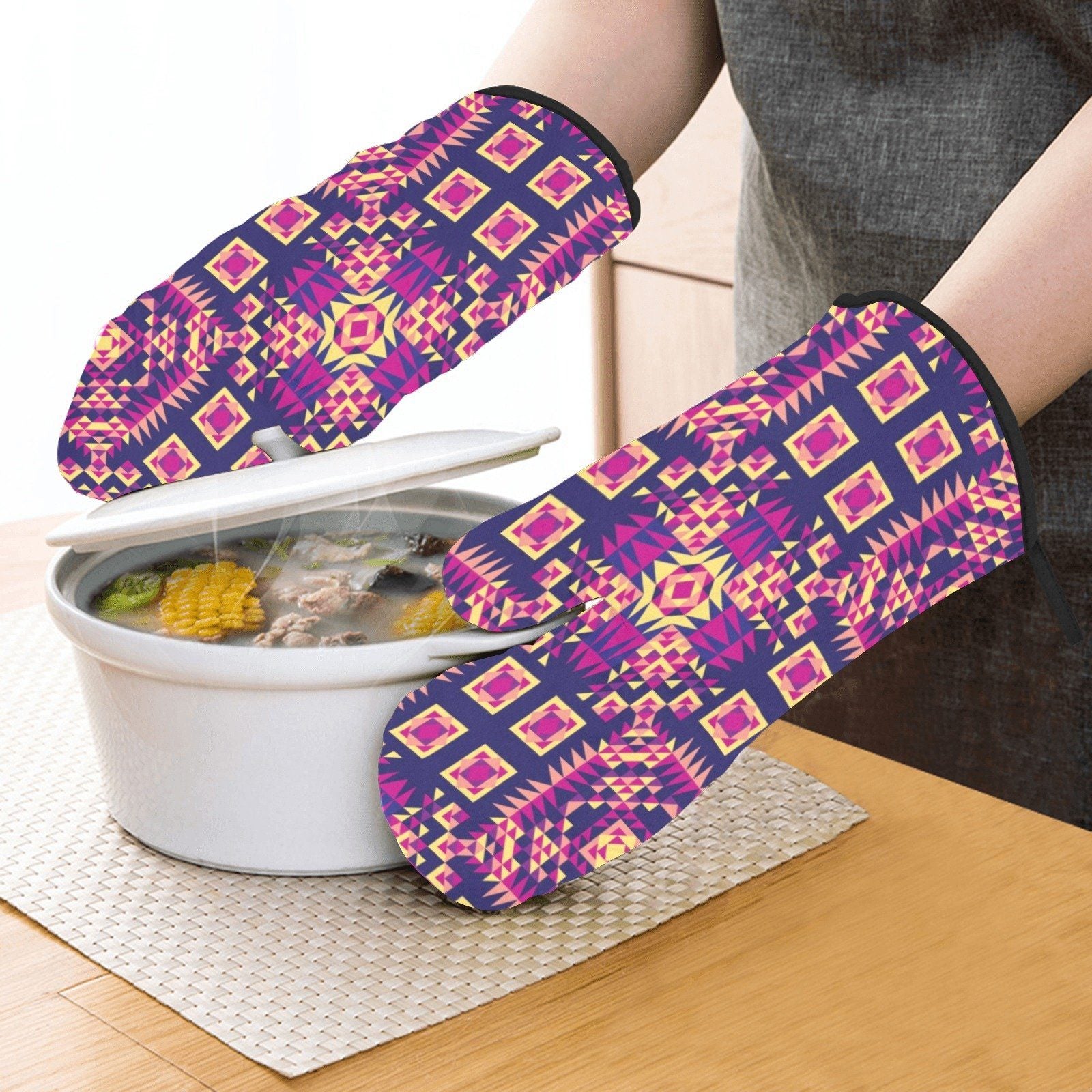 Kaleidoscope Bleu Oven Mitt & Pot Holder Oven Mitt & Pot Holder e-joyer