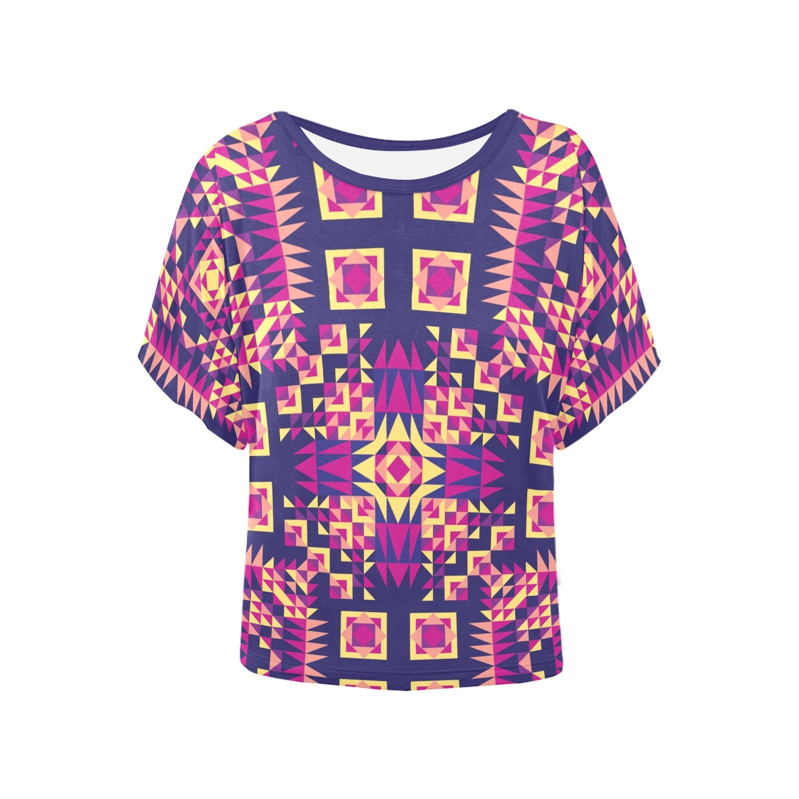 Kaleidoscope Bleu Women's Batwing-Sleeved Blouse T shirt (Model T44) Women's Batwing-Sleeved Blouse T shirt (T44) e-joyer