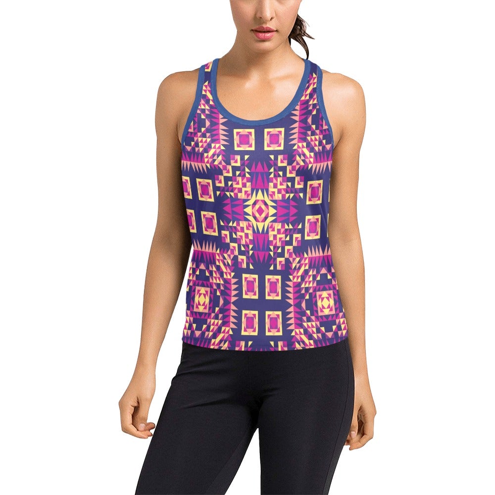Kaleidoscope Bleu Women's Racerback Tank Top (Model T60) Racerback Tank Top (T60) e-joyer