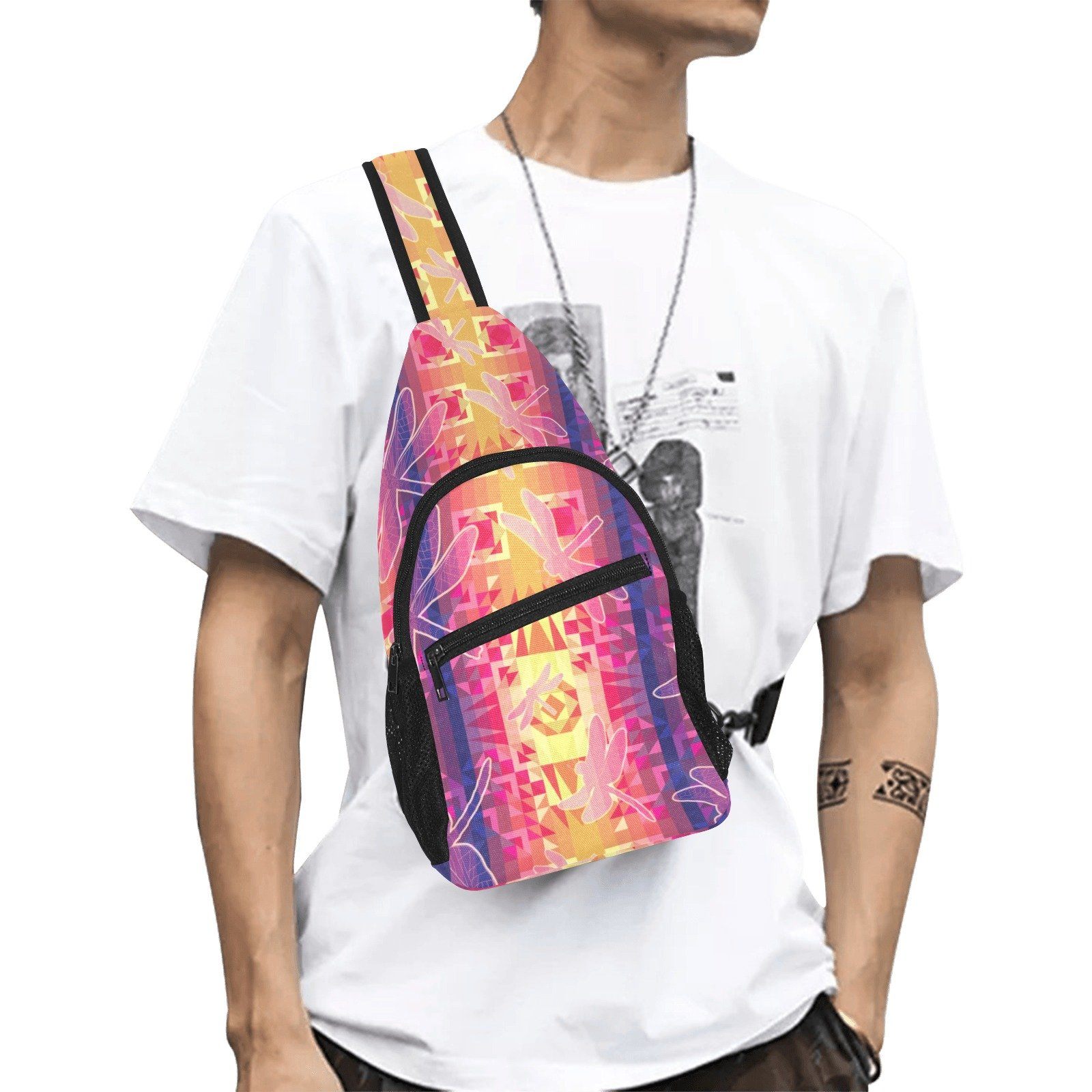 Kaleidoscope Dragonfly All Over Print Chest Bag (Model 1719) All Over Print Chest Bag (1719) e-joyer 