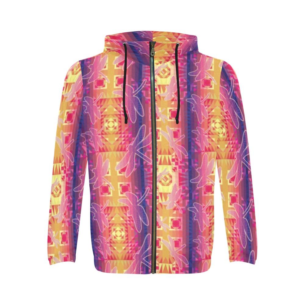 Kaleidoscope Dragonfly All Over Print Full Zip Hoodie for Men (Model H14) All Over Print Full Zip Hoodie for Men (H14) e-joyer
