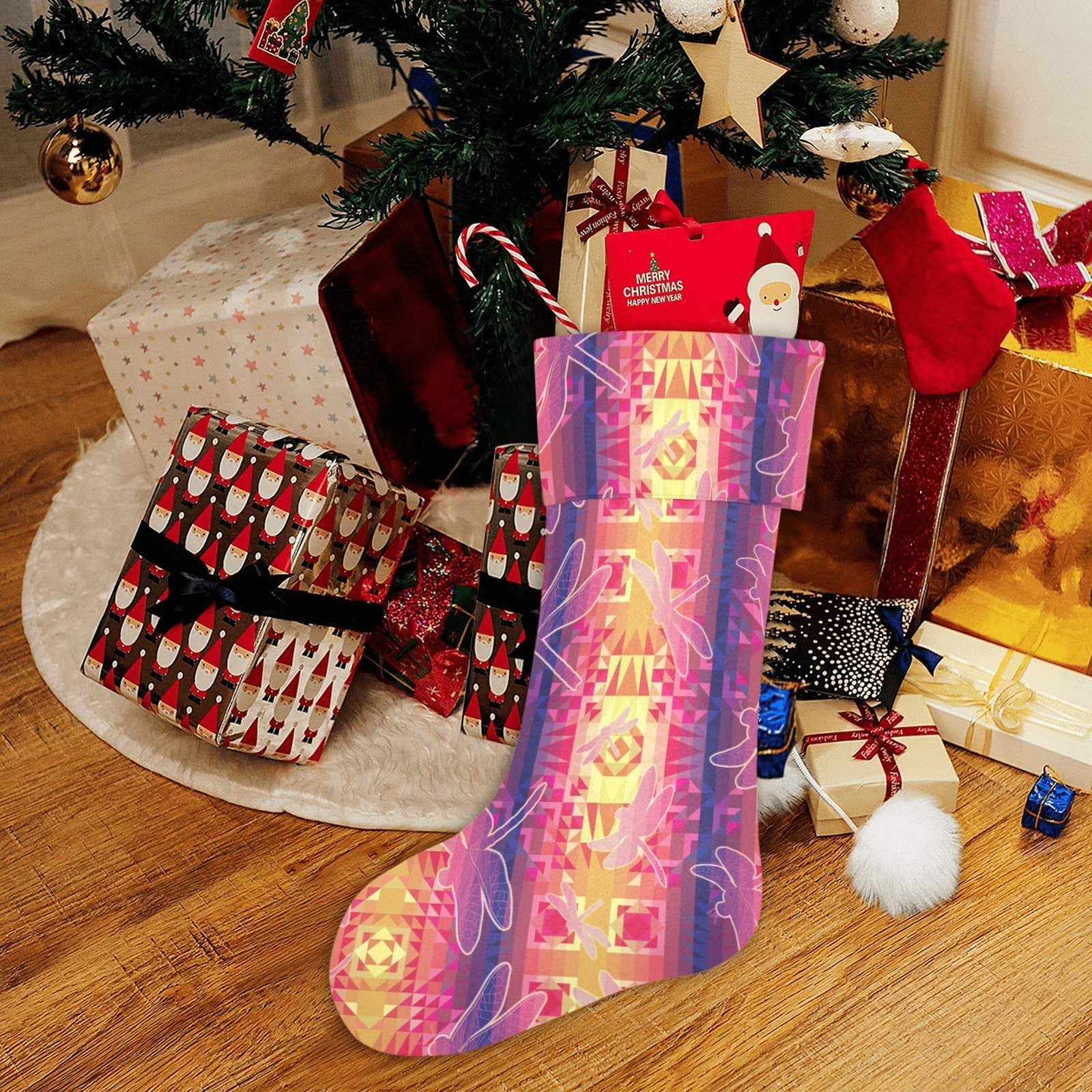 Kaleidoscope Dragonfly Christmas Stocking holiday stocking e-joyer