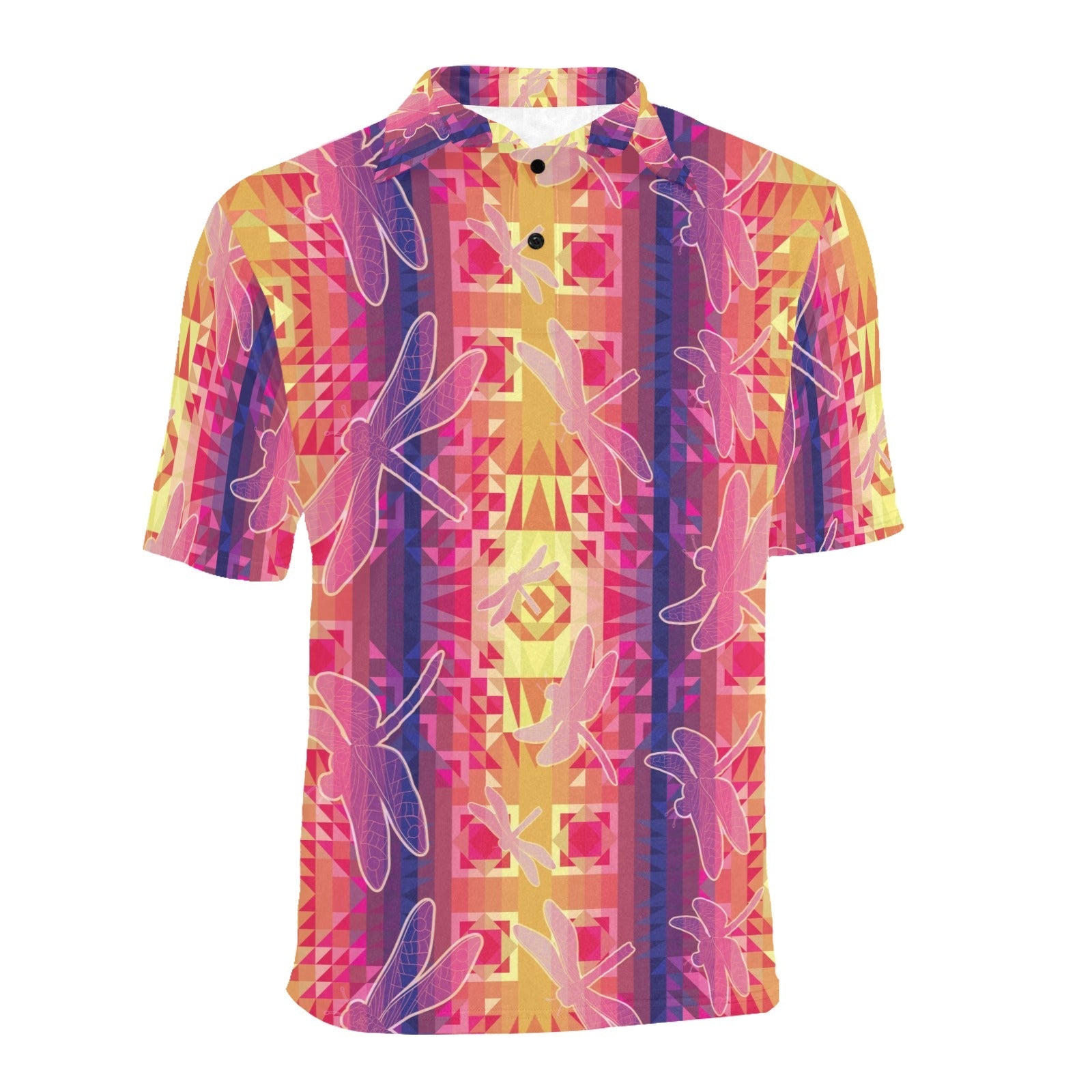 Kaleidoscope Dragonfly Men's All Over Print Polo Shirt (Model T55) Men's Polo Shirt (Model T55) e-joyer
