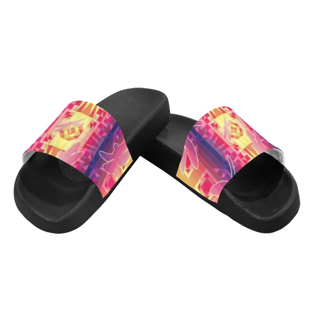 Kaleidoscope Dragonfly Men's Slide Sandals (Model 057) Men's Slide Sandals (057) e-joyer