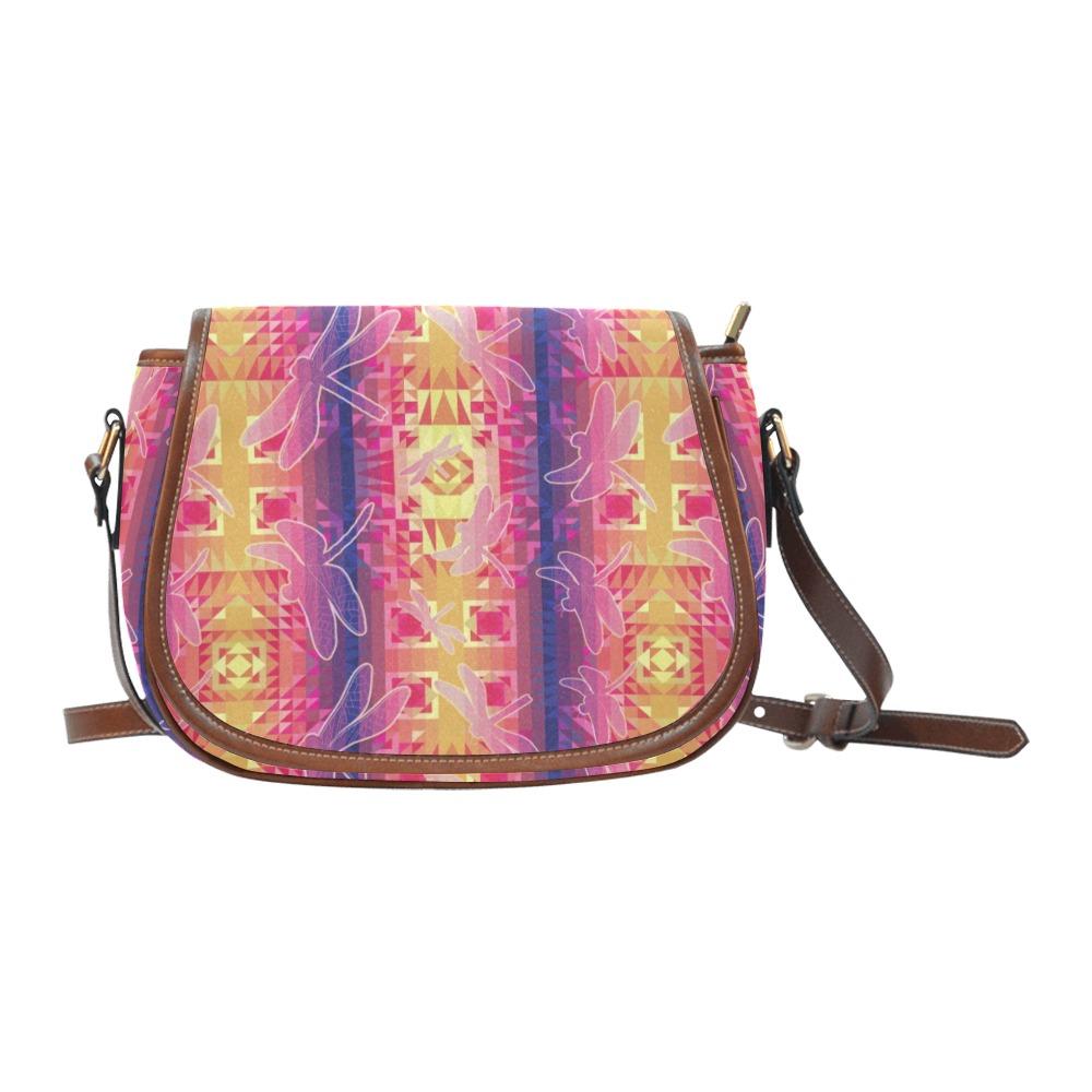 Kaleidoscope Dragonfly Saddle Bag/Small (Model 1649) Full Customization Saddle Bag/Small (Full Customization) e-joyer 