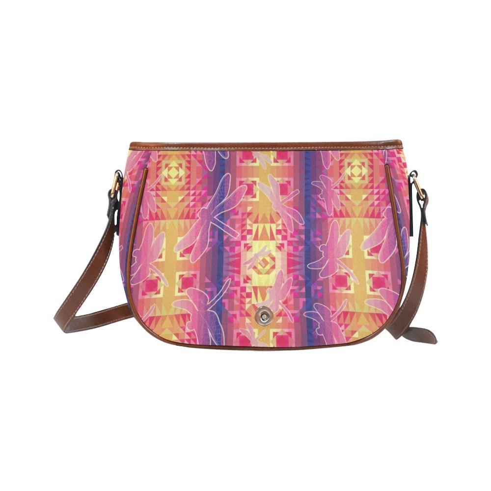 Kaleidoscope Dragonfly Saddle Bag/Small (Model 1649) Full Customization Saddle Bag/Small (Full Customization) e-joyer 