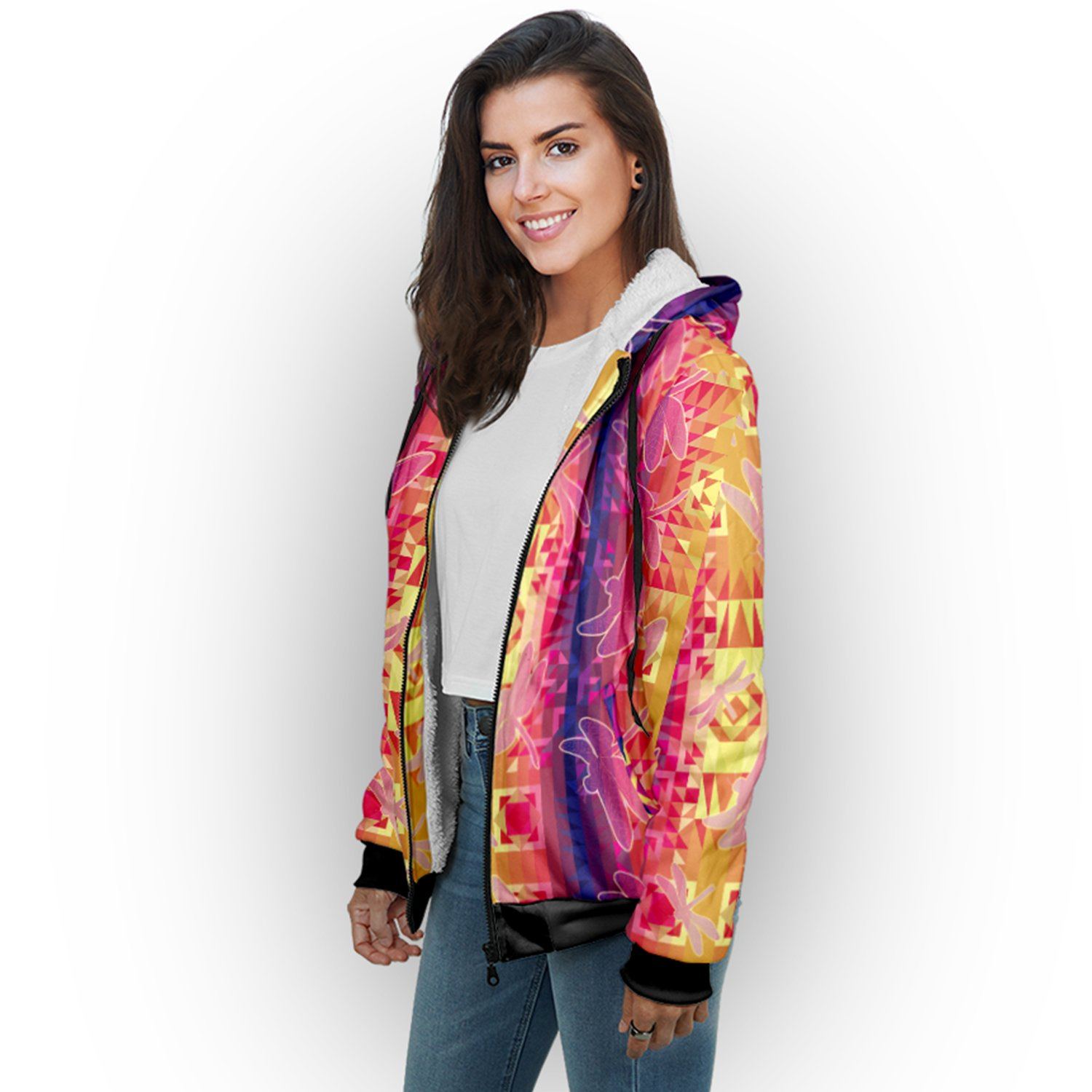 Kaleidoscope Dragonfly Sherpa Hoodie hoodie Herman