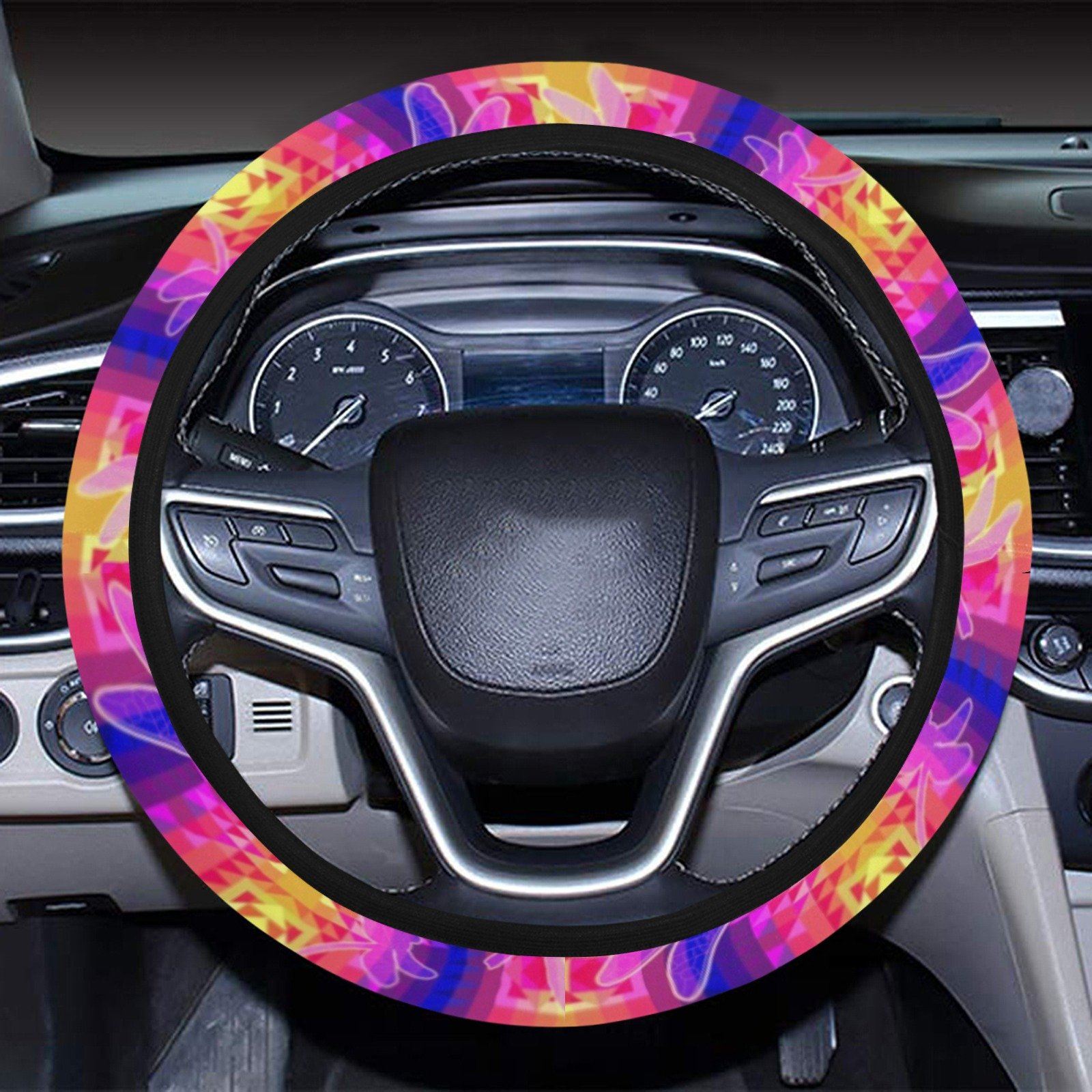 Kaleidoscope Dragonfly Steering Wheel Cover with Elastic Edge Steering Wheel Cover with Elastic Edge e-joyer 