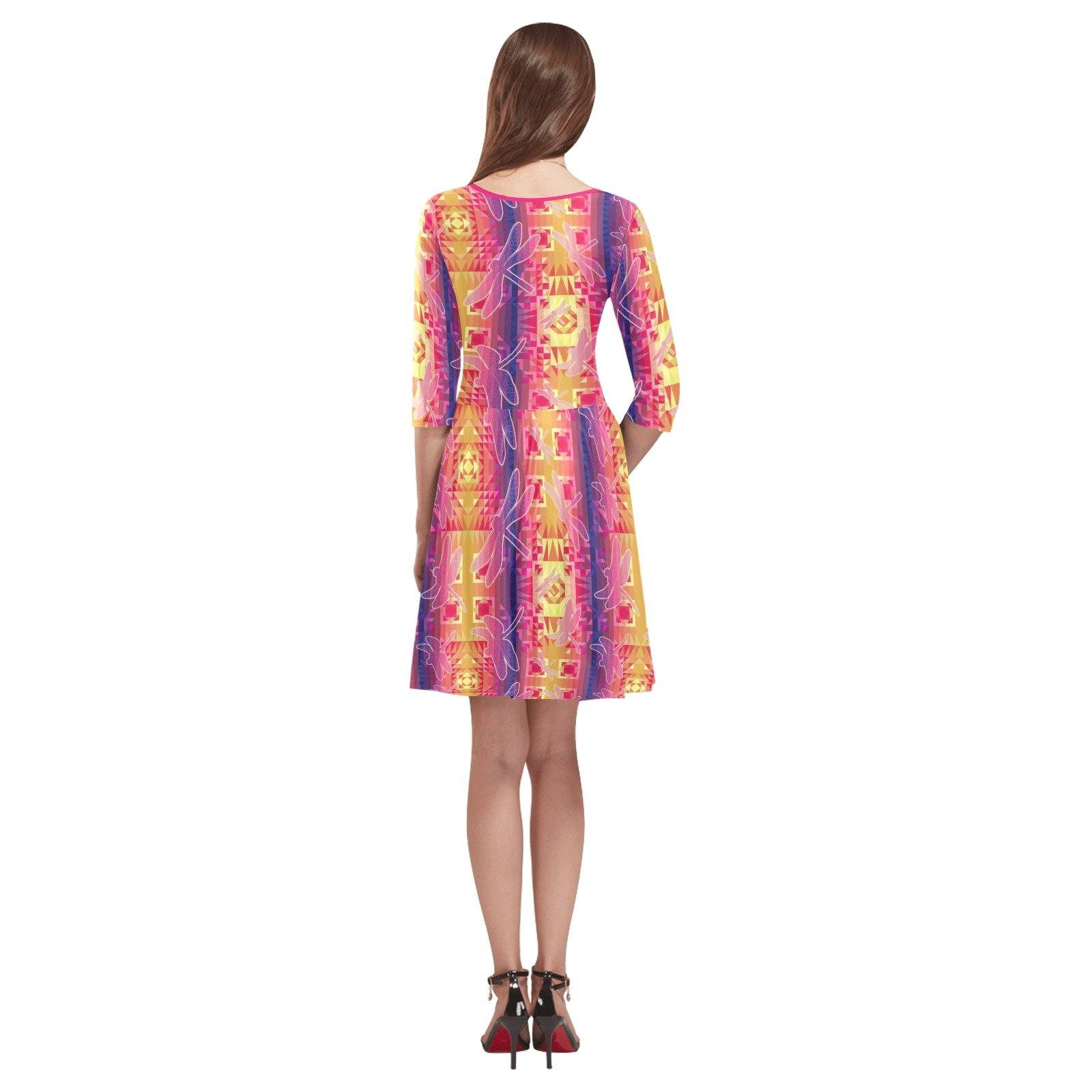 Kaleidoscope Dragonfly Tethys Half-Sleeve Skater Dress(Model D20) Tethys Half-Sleeve Skater Dress (D20) e-joyer 