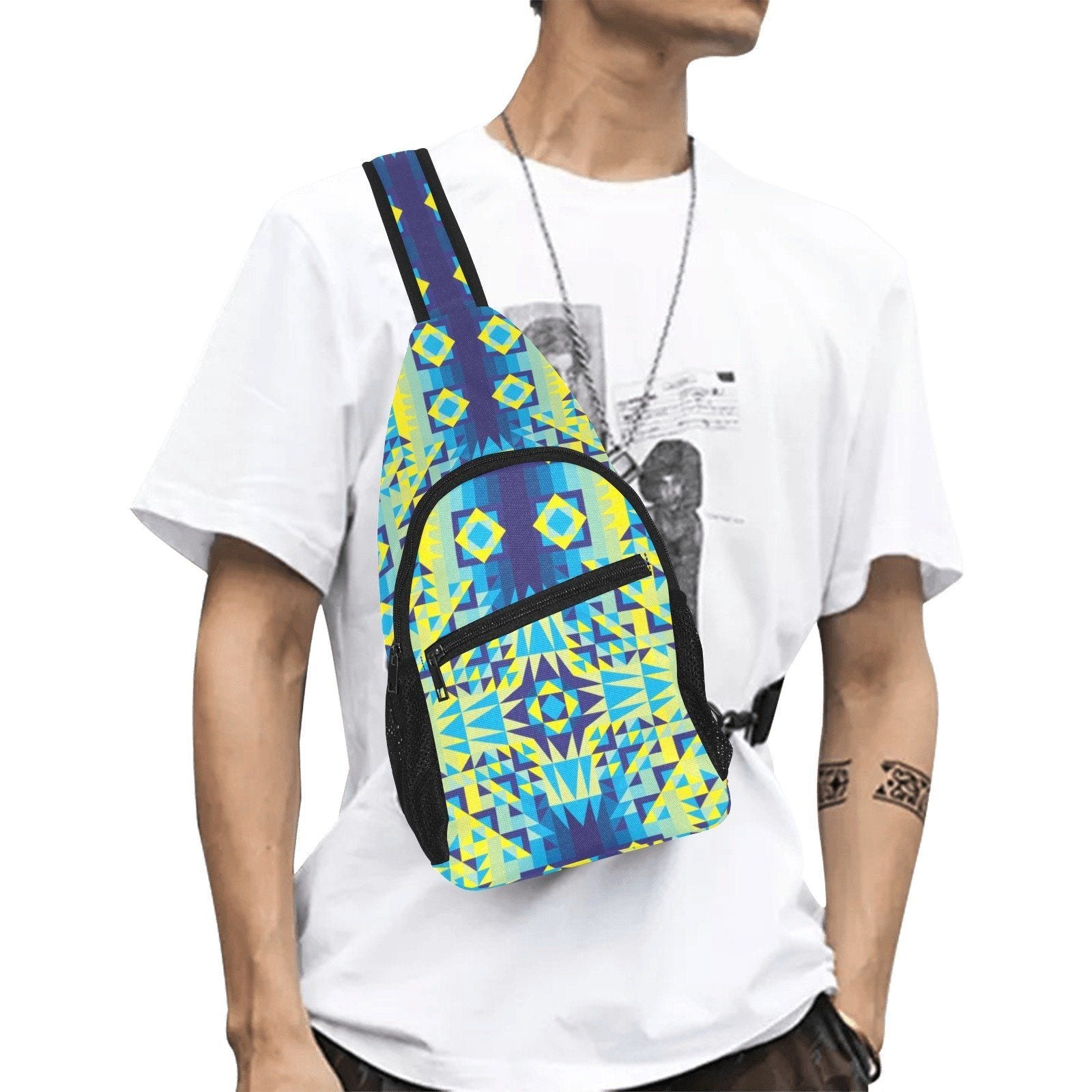 Kaleidoscope Jaune Bleu All Over Print Chest Bag (Model 1719) All Over Print Chest Bag (1719) e-joyer 