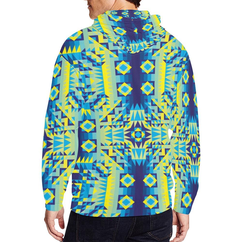 Kaleidoscope Jaune Bleu All Over Print Full Zip Hoodie for Men (Model H14) All Over Print Full Zip Hoodie for Men (H14) e-joyer