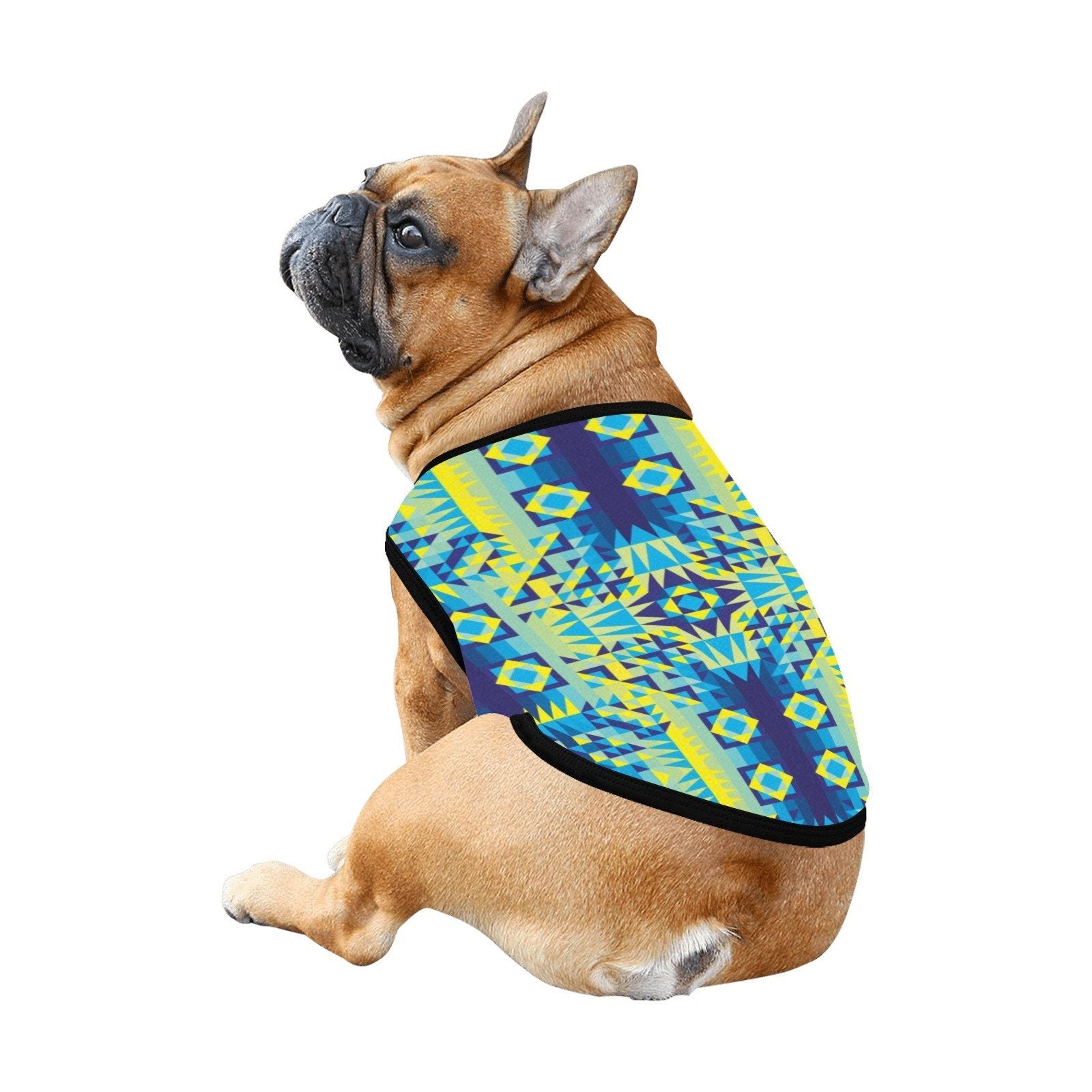 Kaleidoscope Jaune Bleu All Over Print Pet Tank Top Pet Tank Top e-joyer 