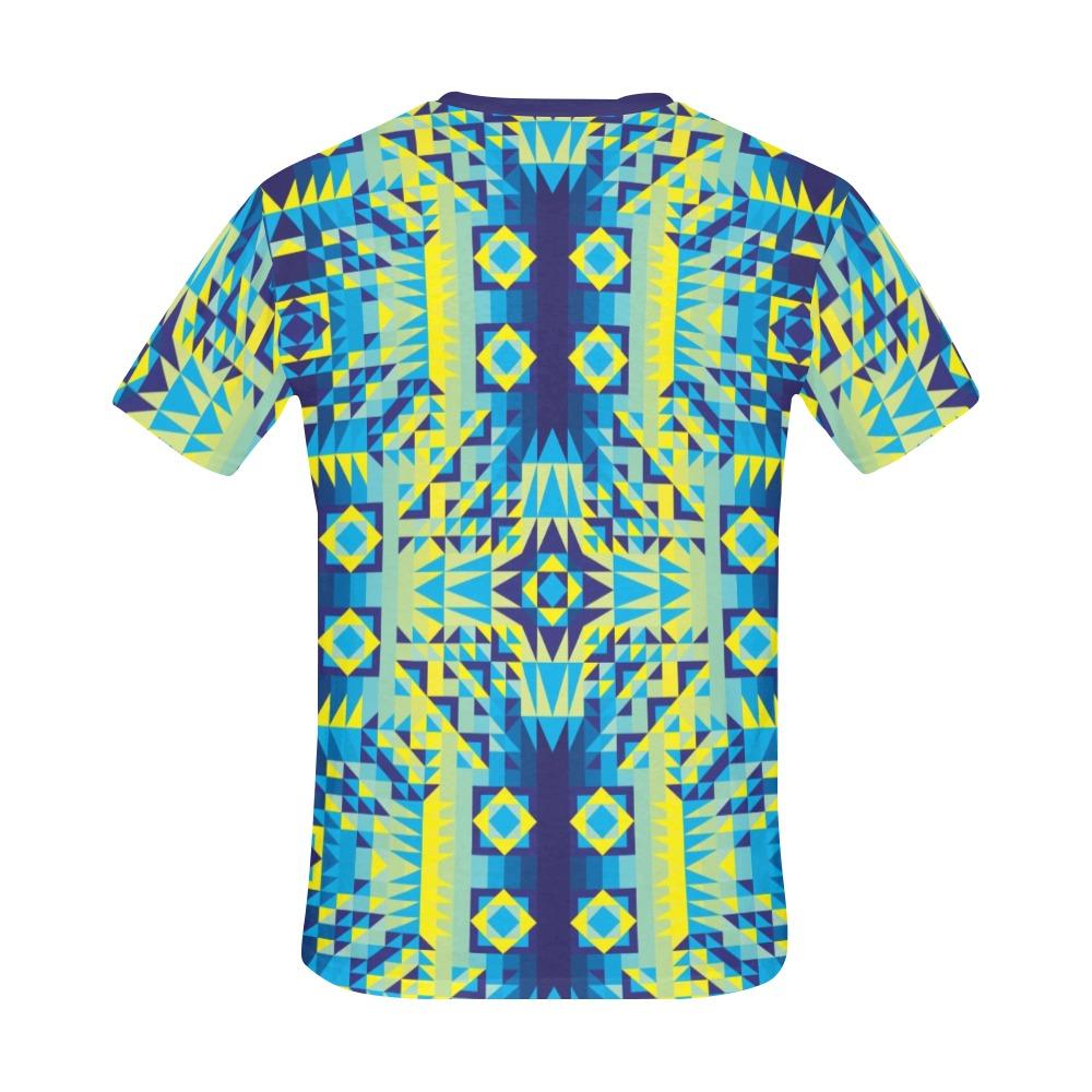 Kaleidoscope Jaune Bleu All Over Print T-Shirt for Men (USA Size) (Model T40) All Over Print T-Shirt for Men (T40) e-joyer