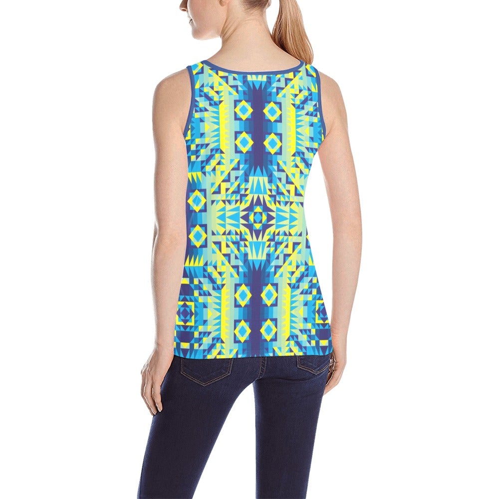 Kaleidoscope Jaune Bleu All Over Print Tank Top for Women (Model T43) All Over Print Tank Top for Women (T43) e-joyer