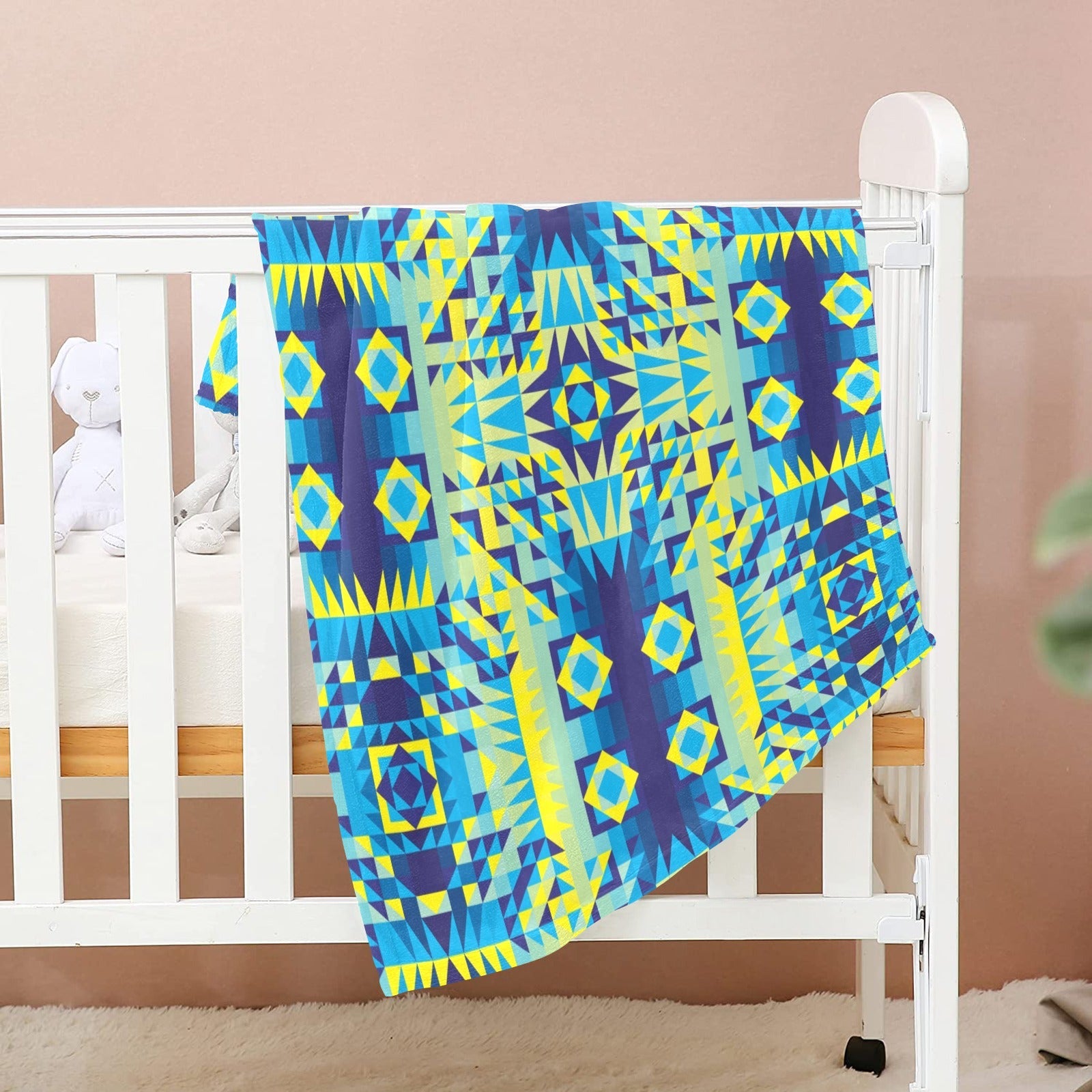 Kaleidoscope Jaune Bleu Baby Blanket 30"x40" Baby Blanket 30"x40" e-joyer
