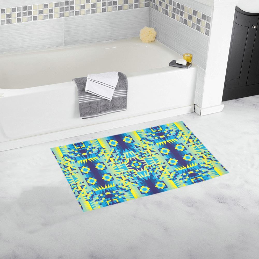 Kaleidoscope Jaune Bleu Bath Rug 16''x 28'' Bath Rug 16''x 28'' e-joyer 