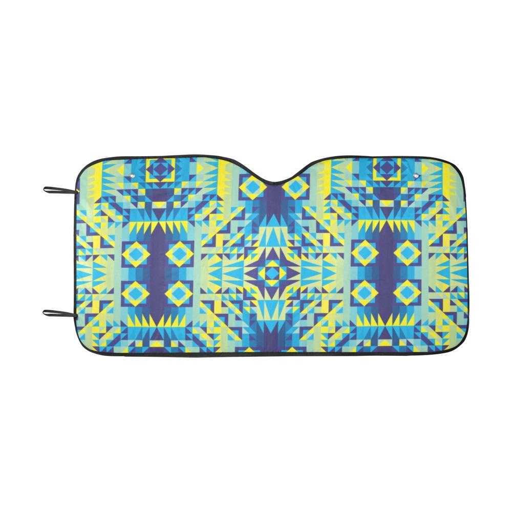 Kaleidoscope Jaune Bleu Car Sun Shade 55"x30" Car Sun Shade e-joyer
