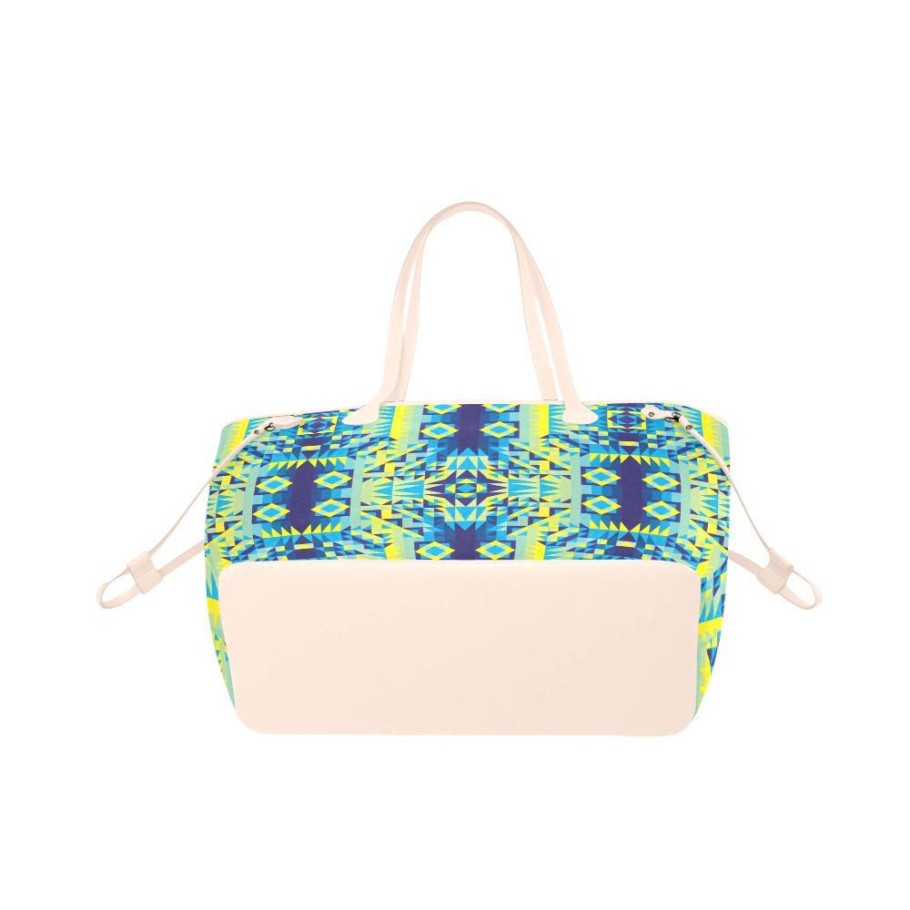 Kaleidoscope Jaune Bleu Clover Canvas Tote Bag (Model 1661) Clover Canvas Tote Bag (1661) e-joyer