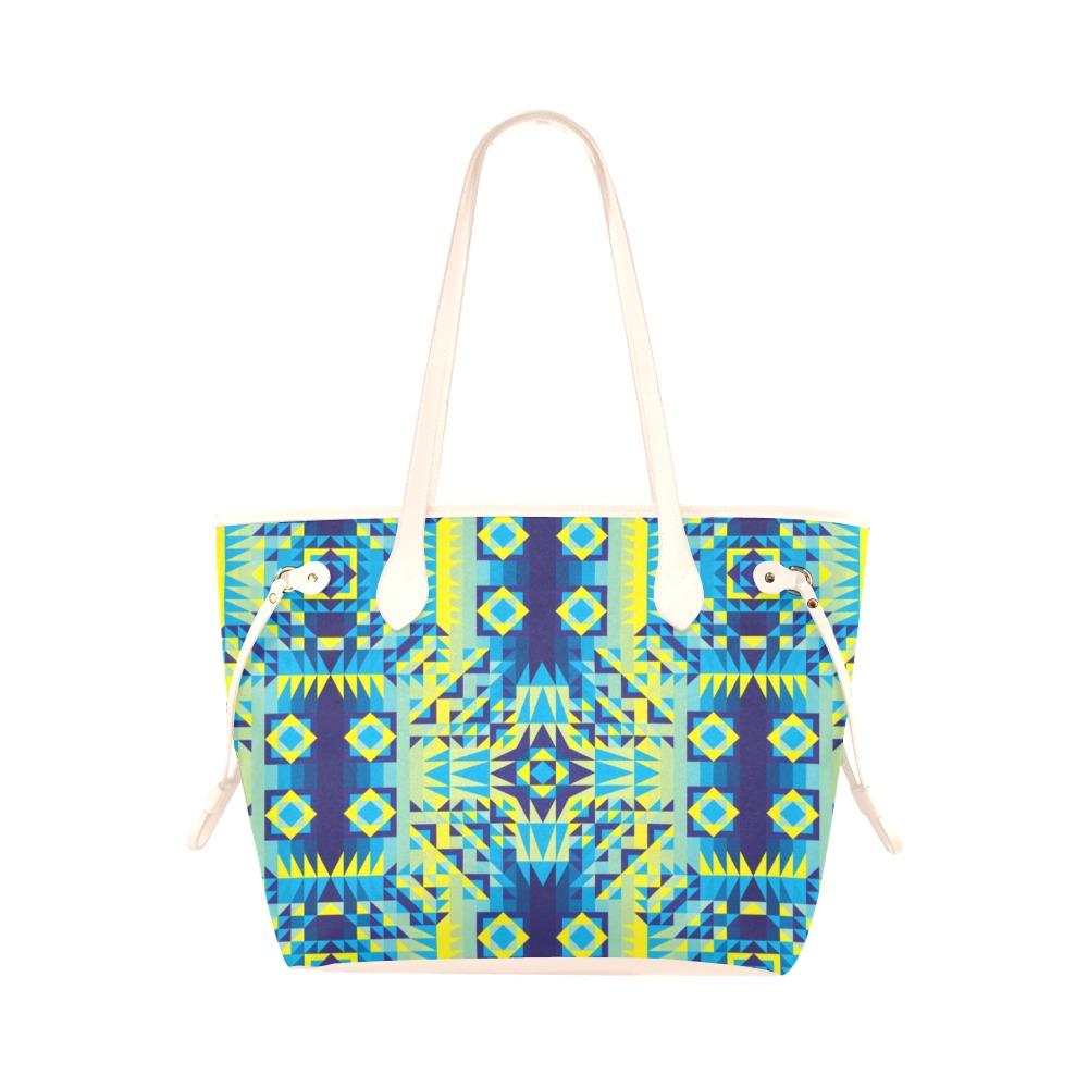 Kaleidoscope Jaune Bleu Clover Canvas Tote Bag (Model 1661) Clover Canvas Tote Bag (1661) e-joyer