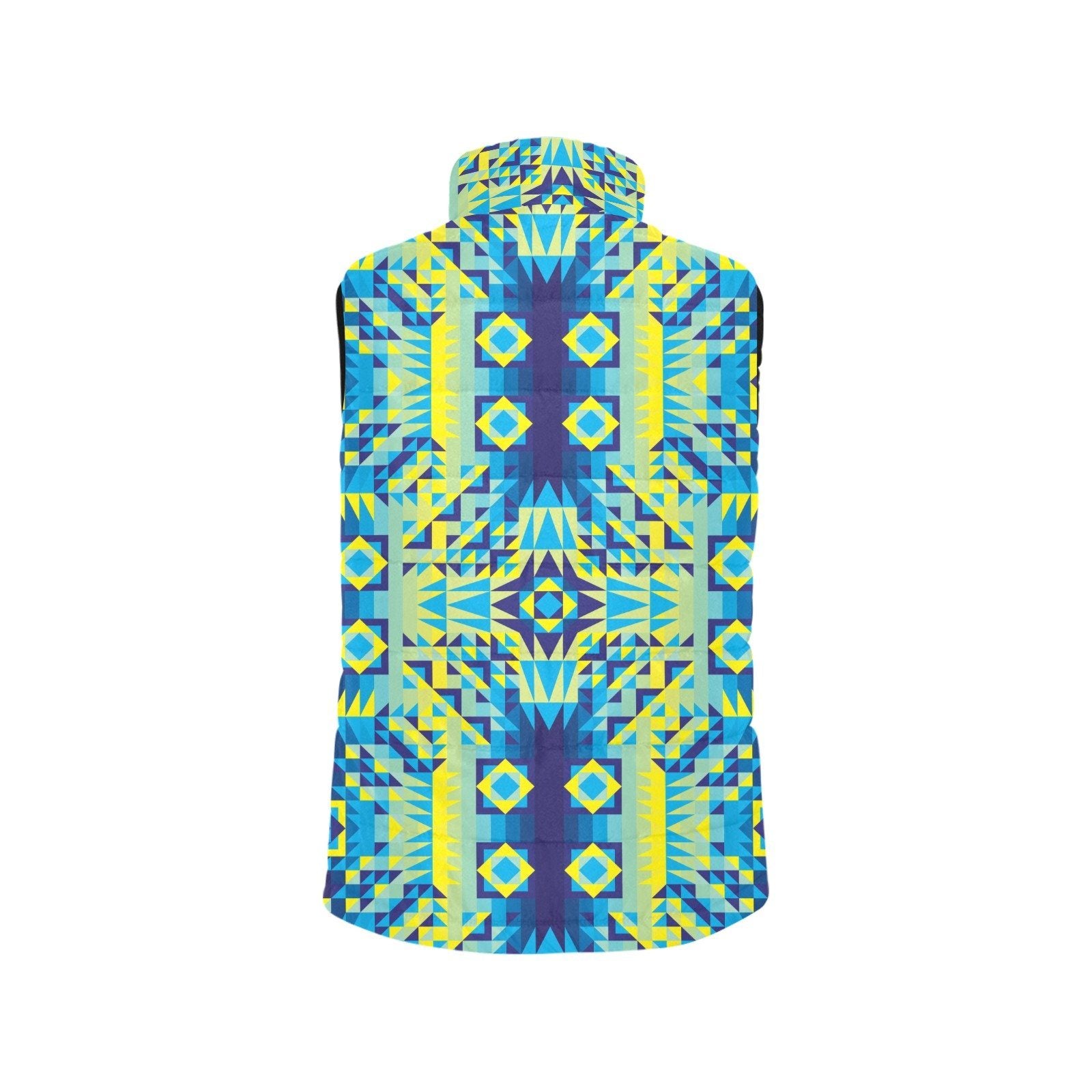 Kaleidoscope Jaune Bleu Men's Padded Vest Jacket (Model H44) Men's Padded Vest Jacket (H44) e-joyer