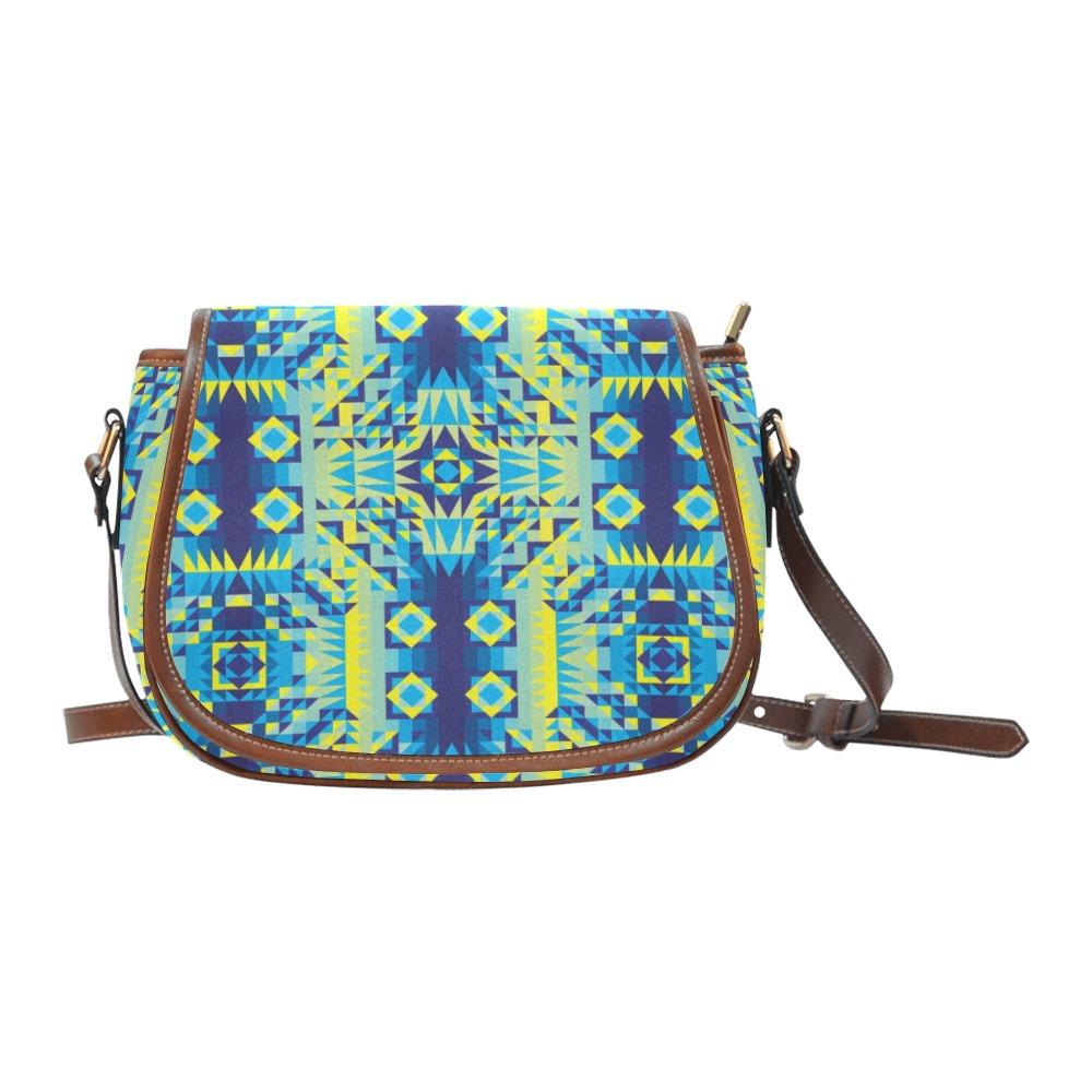 Kaleidoscope Jaune Bleu Saddle Bag/Small (Model 1649) Full Customization Saddle Bag/Small (Full Customization) e-joyer 