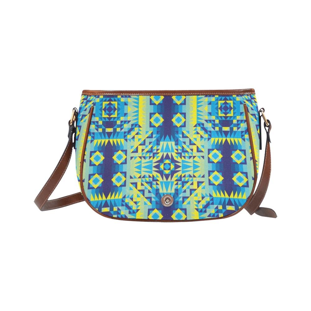 Kaleidoscope Jaune Bleu Saddle Bag/Small (Model 1649) Full Customization Saddle Bag/Small (Full Customization) e-joyer 