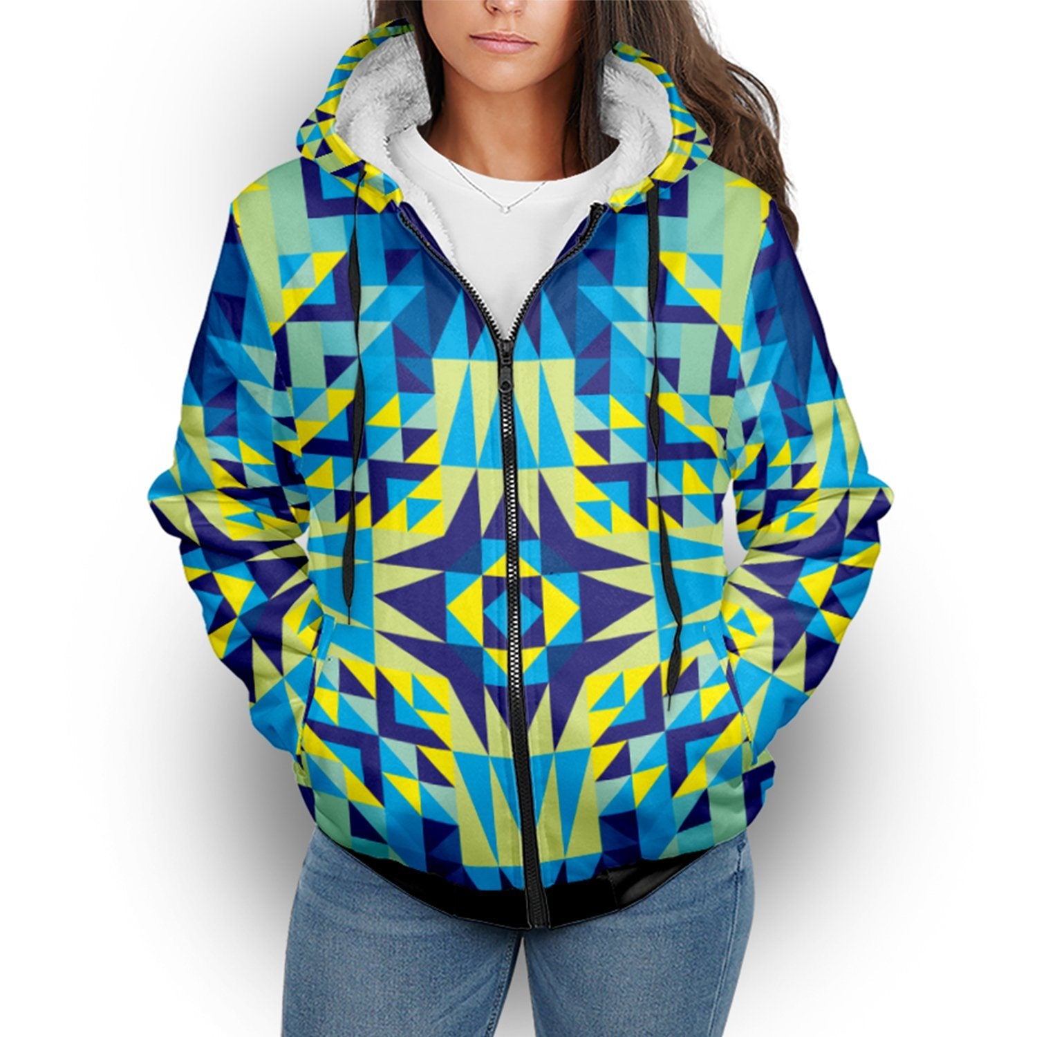 Kaleidoscope Jaune Bleu Sherpa Hoodie hoodie Herman