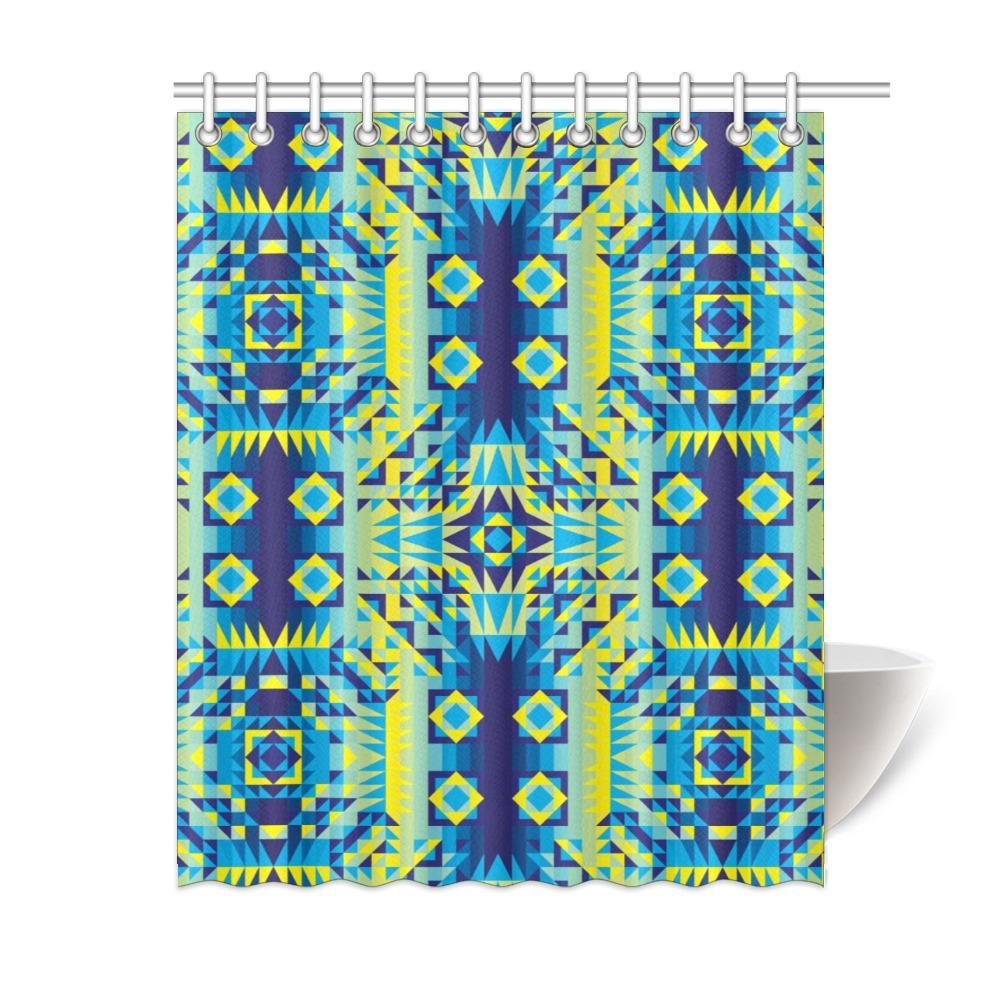 Kaleidoscope Jaune Bleu Shower Curtain 60"x72" Shower Curtain 60"x72" e-joyer 