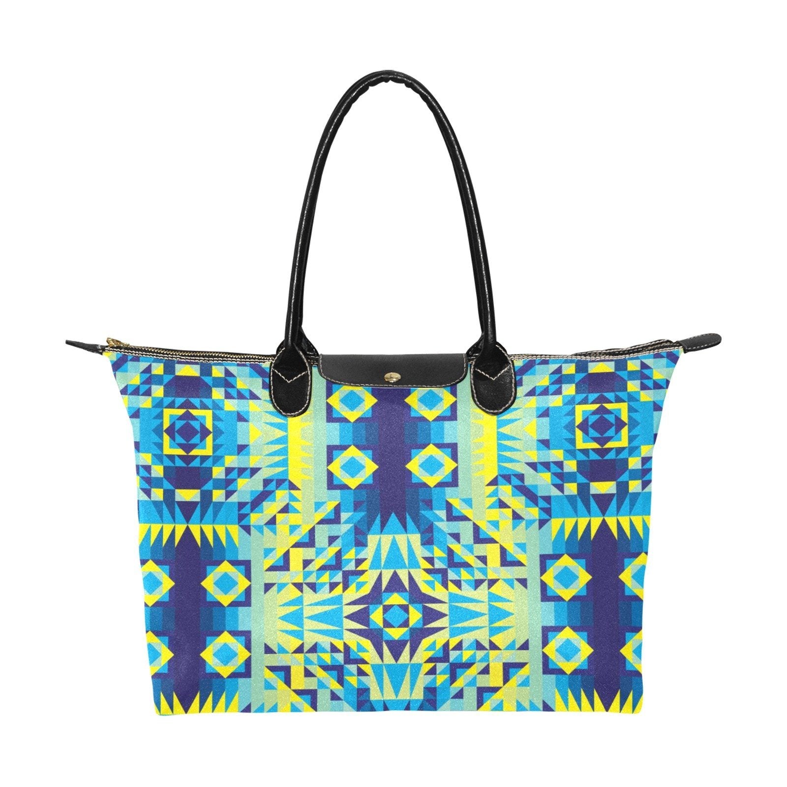 Kaleidoscope Jaune Bleu Single-Shoulder Lady Handbag (Model 1714) bag e-joyer