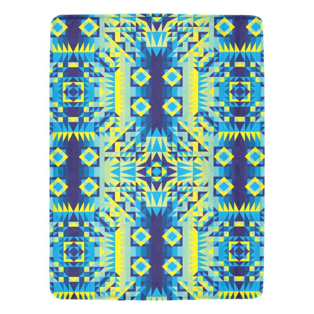 Kaleidoscope Jaune Bleu Ultra-Soft Micro Fleece Blanket 60"x80" Ultra-Soft Blanket 60''x80'' e-joyer 