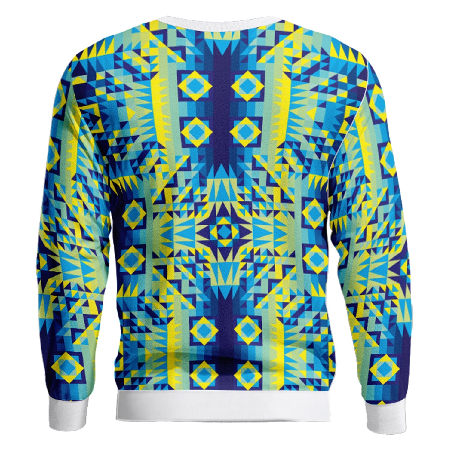 Kaleidoscope Jaune Bleu Unisex Crewneck Long Sleeve Top Top Herman